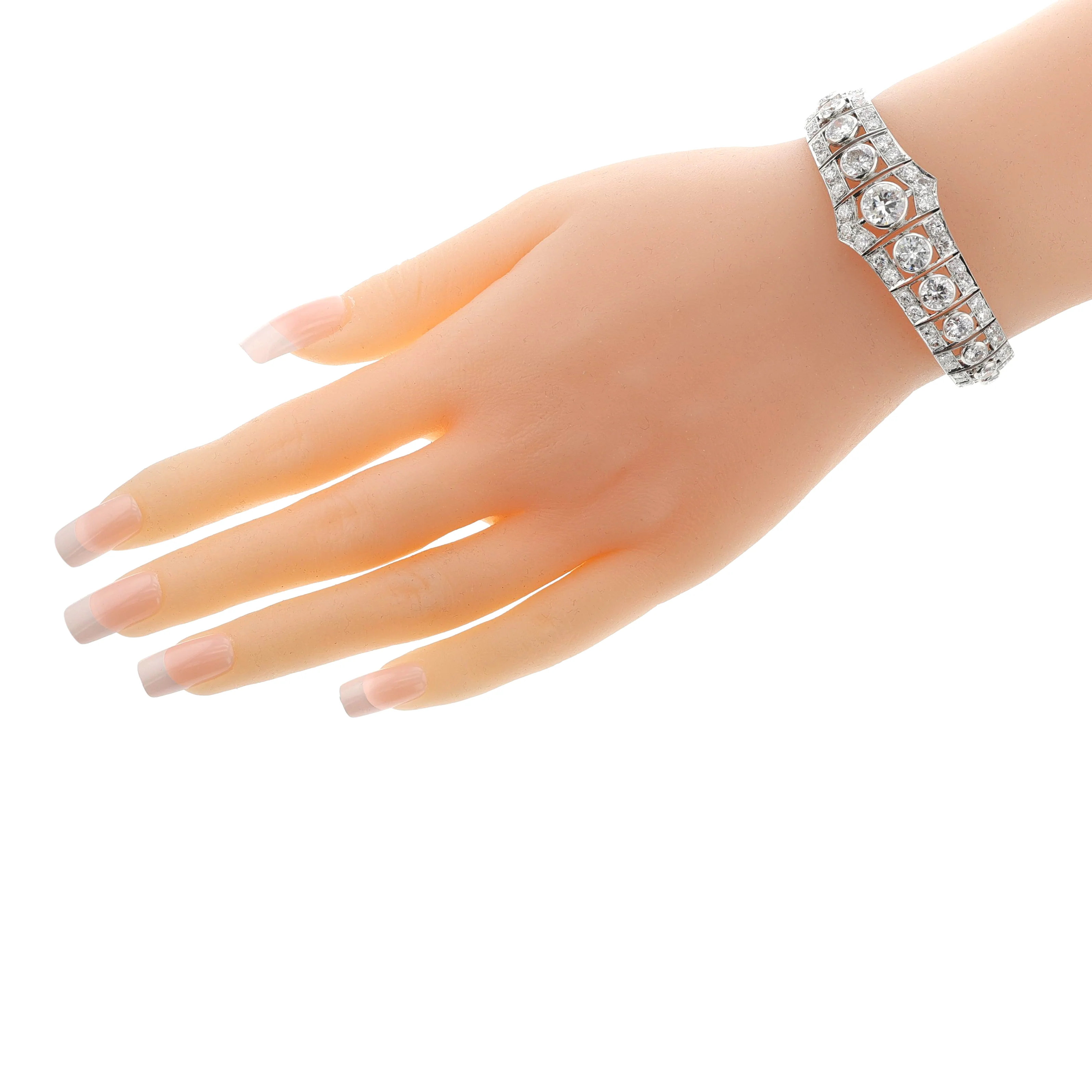 Mid-Century Old-European Cut Diamond Platinum Bracelet