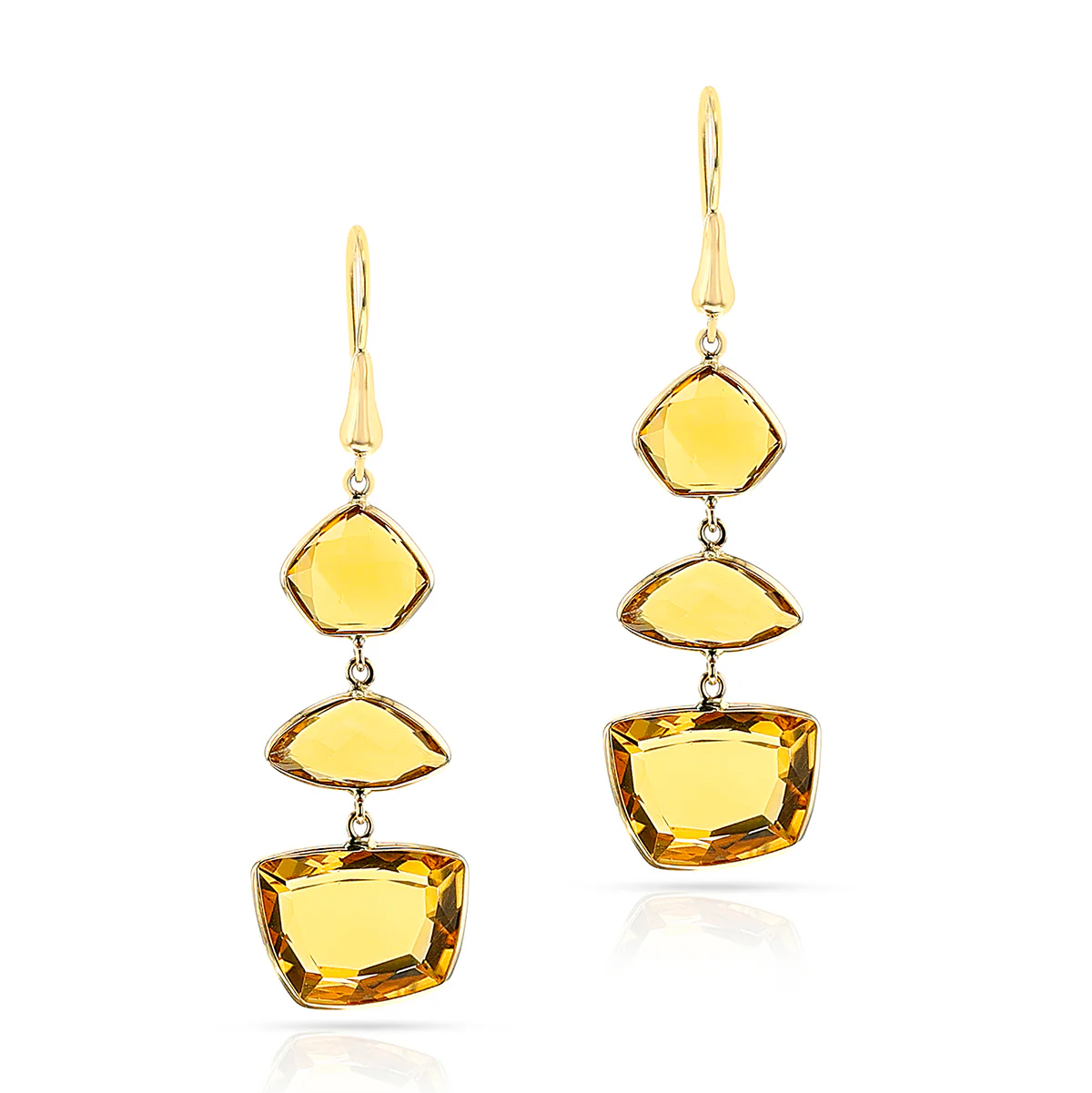 Mixed-Shape Citrine Dangling Hoop Earrings, 18k