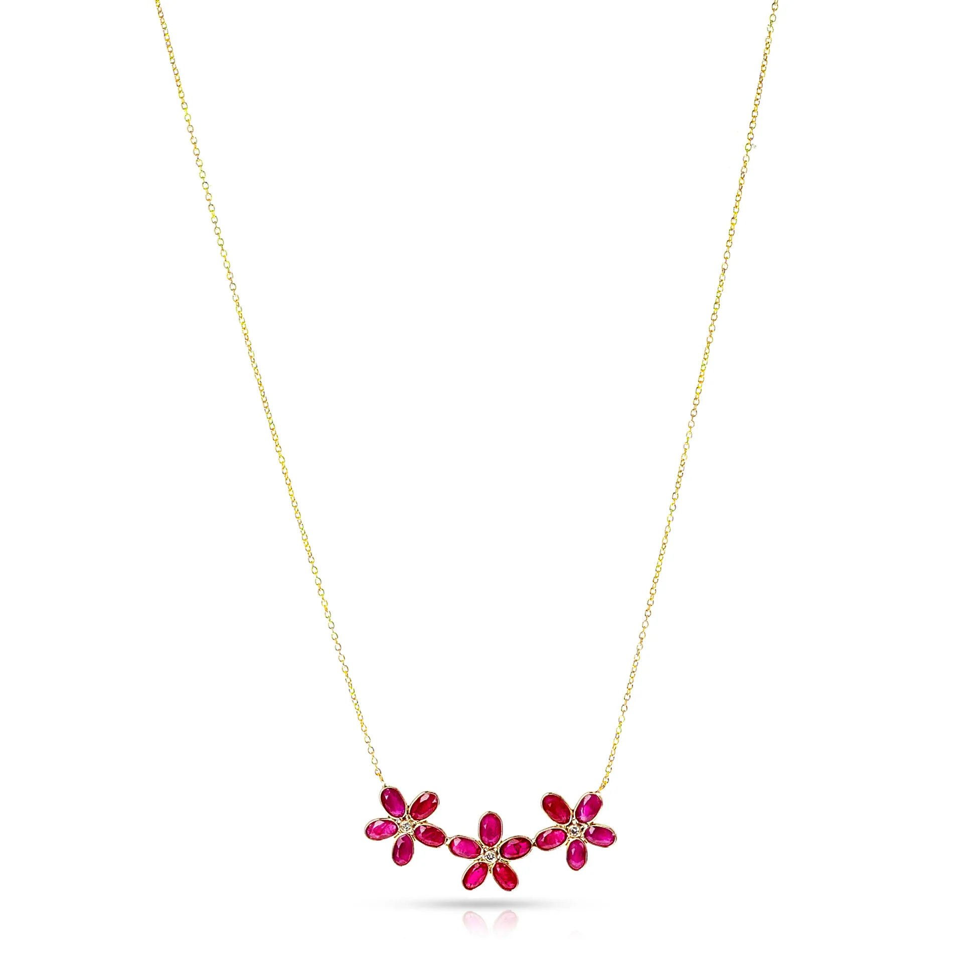Ruby and Diamond Floral Necklace, 18K