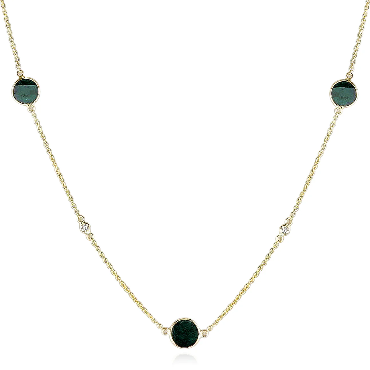 Blue Diamond Slice with Diamond Rose Cut Necklace, 14k