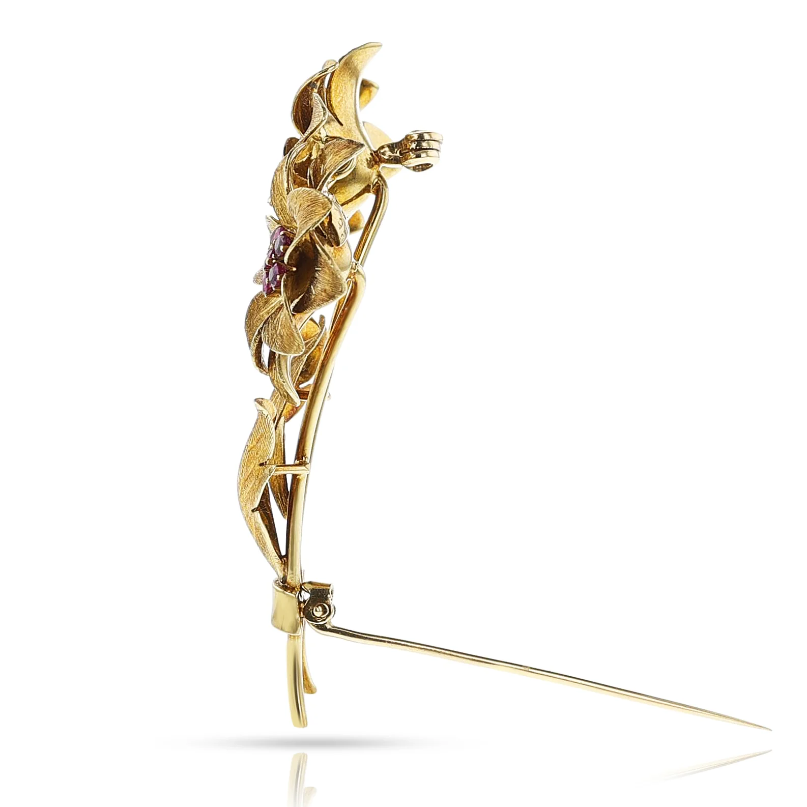 Tiffany & Co. Ruby and Gold Floral Brooch, 18k