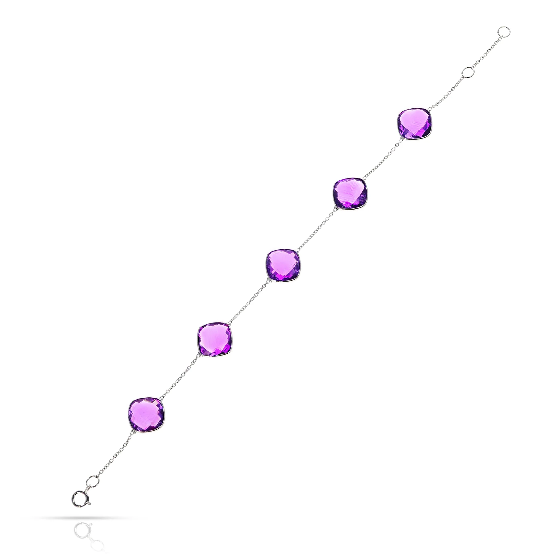 Round Amethyst Adjustable Bracelet, 18k Yellow Gold