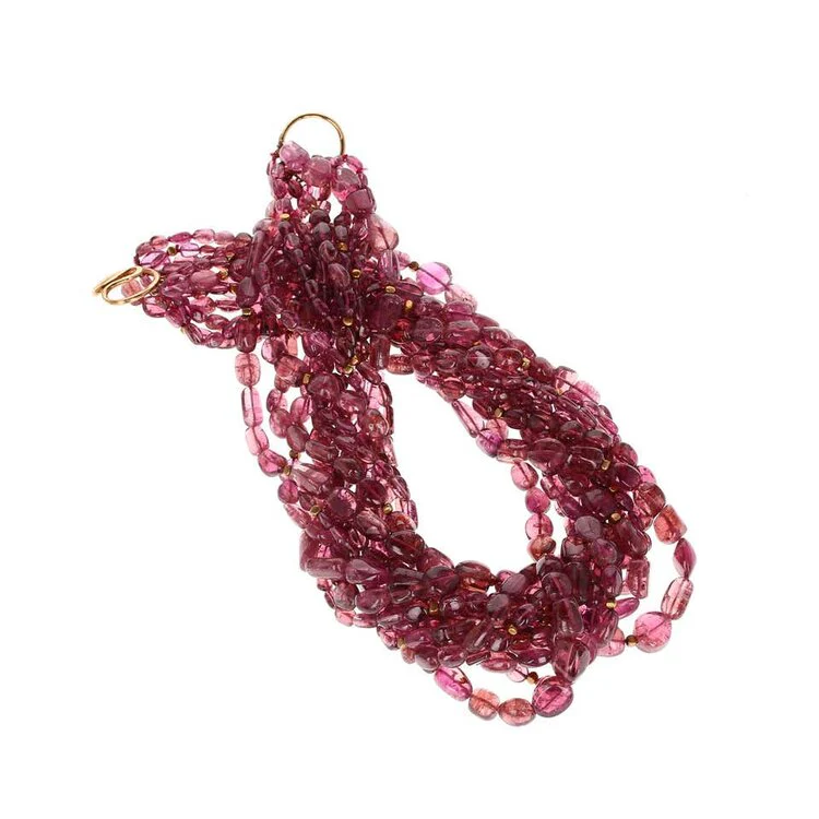 Tourmaline Beads Yellow Gold Necklace