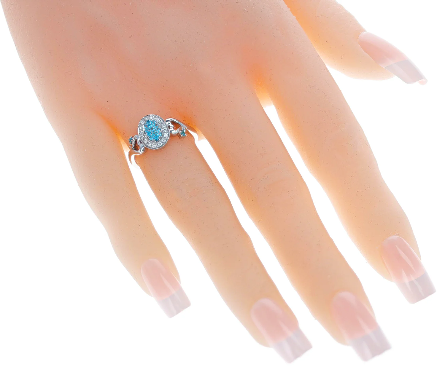 Oval Shape Ring with Brazilian Paraiba Tourmaline and Diamonds with Hearts