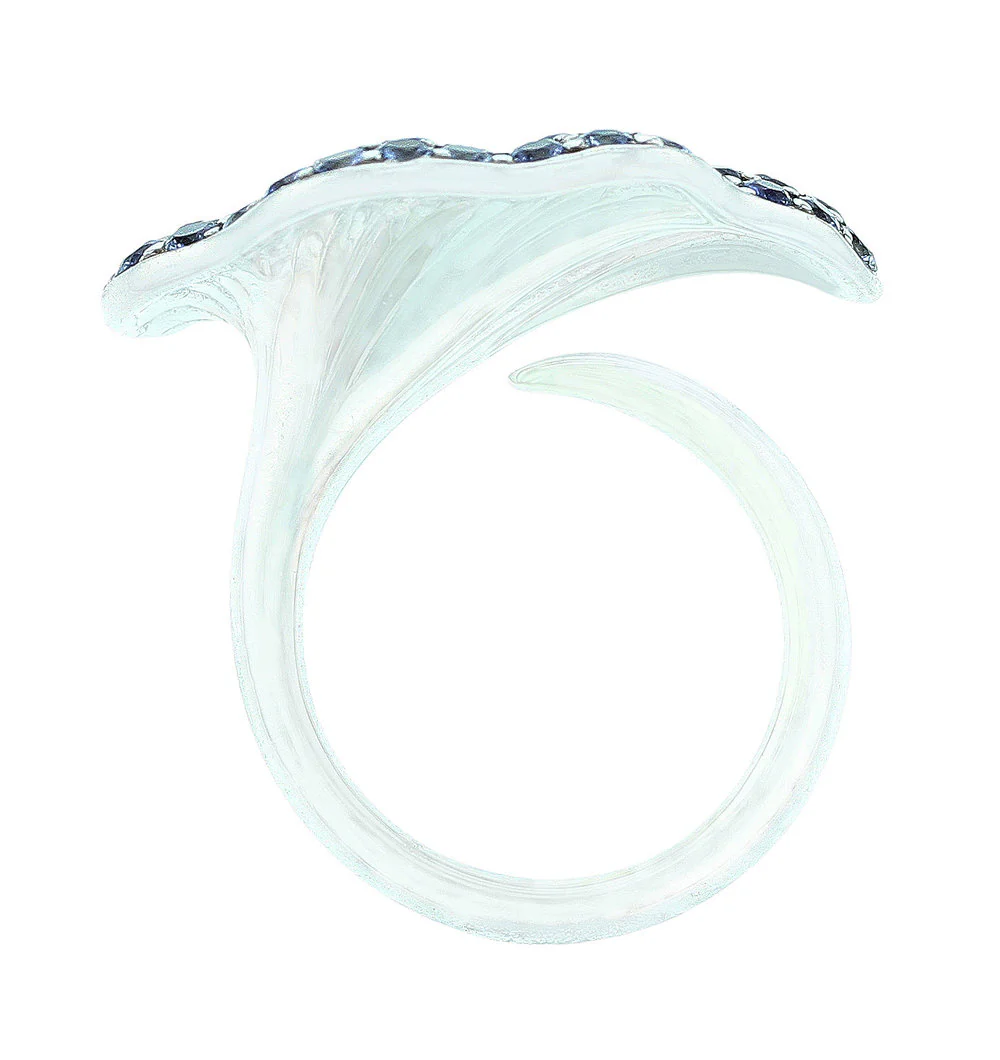 Stylish Floral Blue Sapphire Ring- Part of Jewelry Set