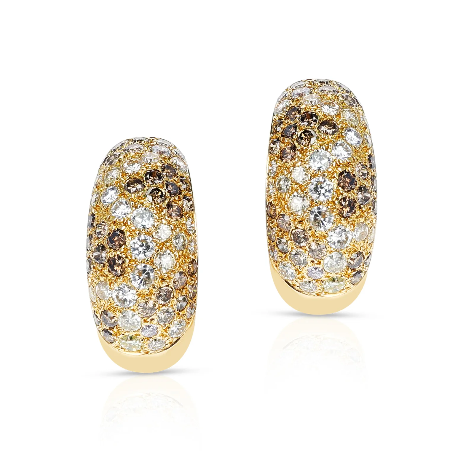 Cartier Fancy Color Diamonds Bombé Earrings, Part of Matching Ring Set, 18k