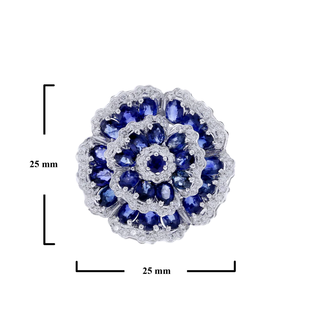 Floral Blue Sapphire and Diamond Ring