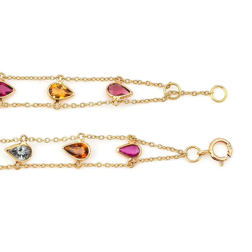 Pear Multi Sapphire, 18k Yellow Gold Bracelet