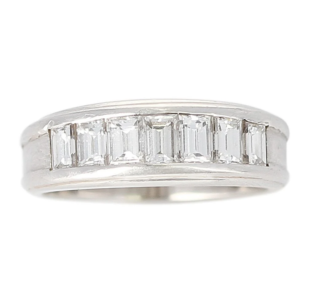 Channel Invisible Set Diamond Half-Eternity Band, Platinum and 18K