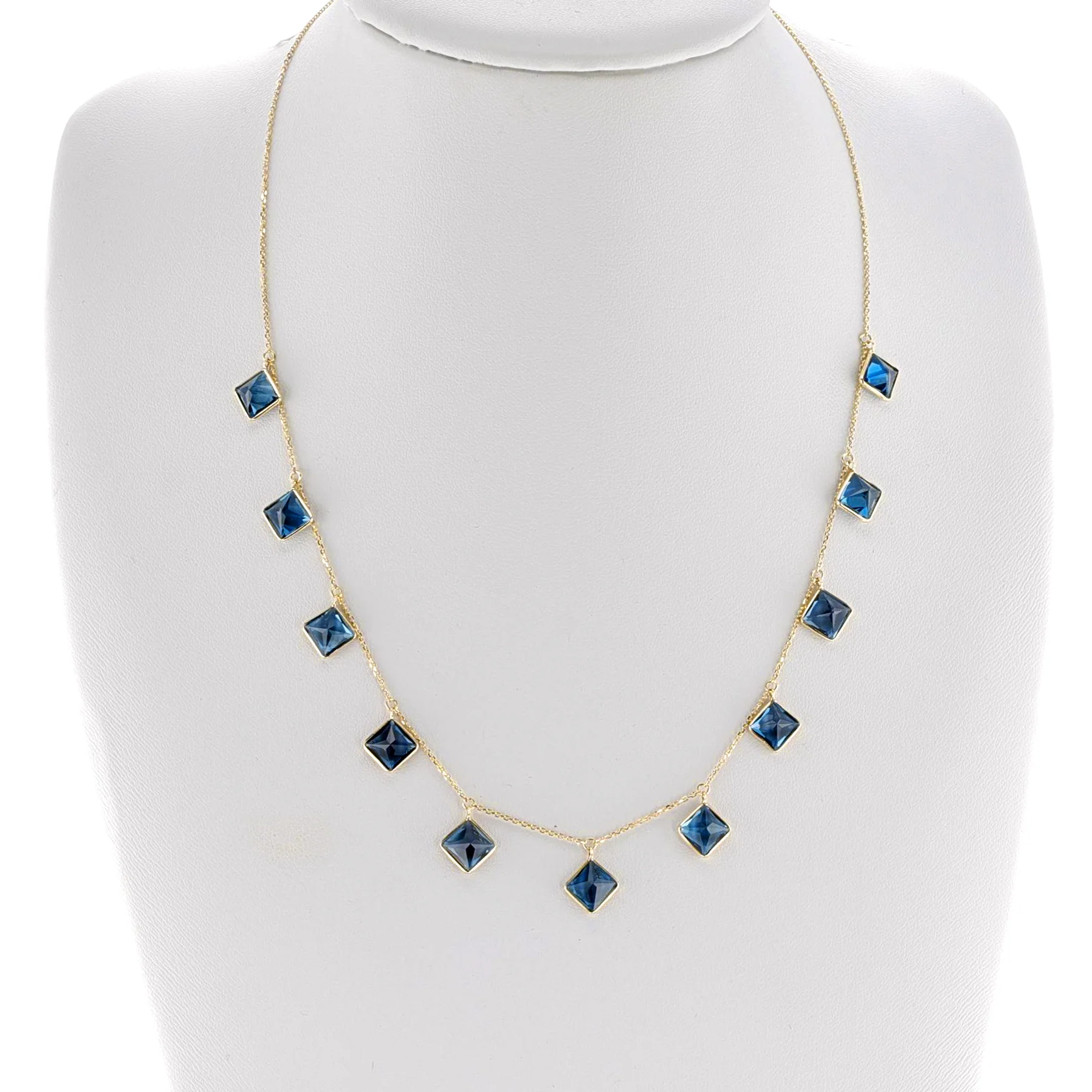 Kite Shape London Blue Topaz Drop Necklace, 18k