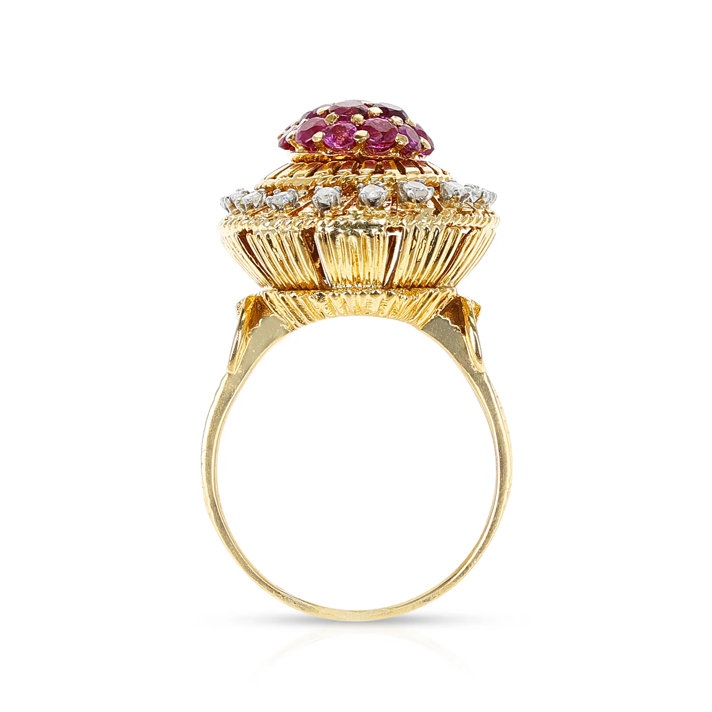 Interchangeable Emerald and Ruby Ring with Diamonds, 18K
