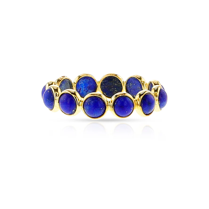Round Lapis Cabochon Band, 14k