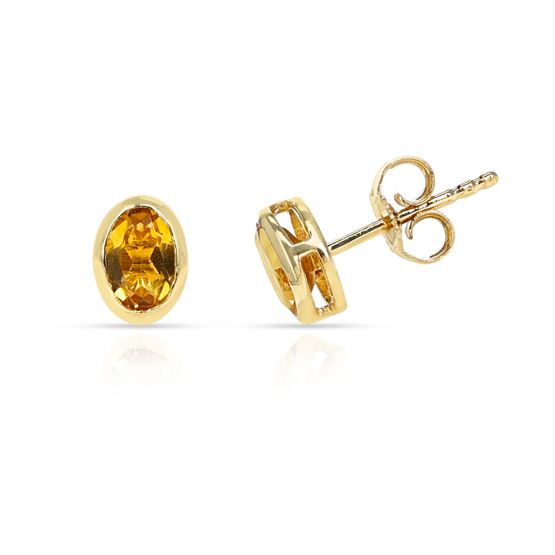 Oval Citrine Bezel-Set Studs