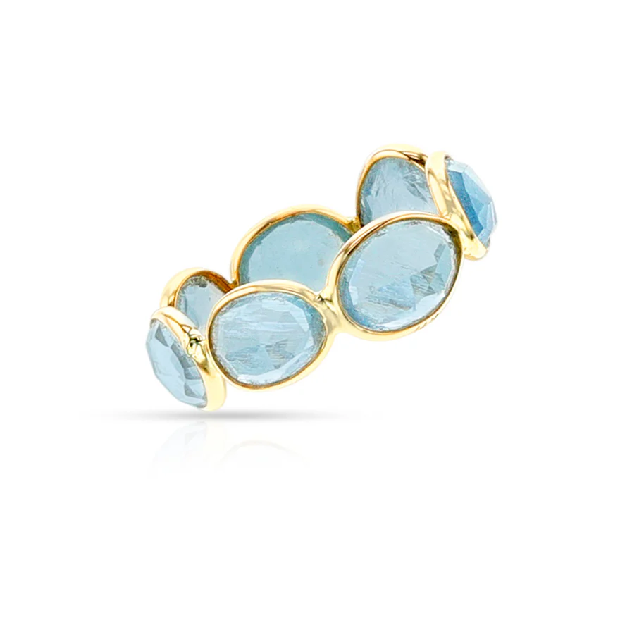 Aquamarine Rose Cut Band, 14k