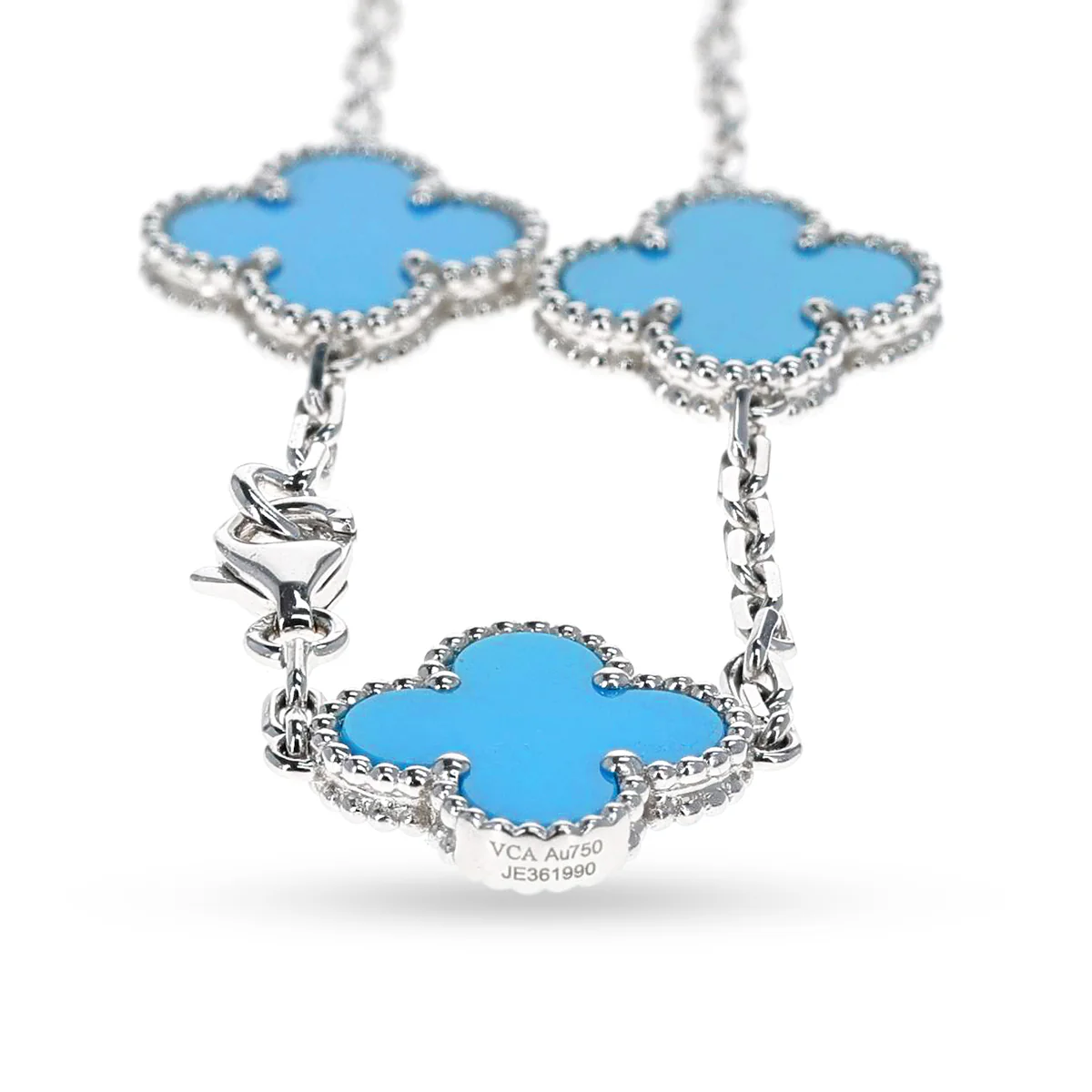 Van Cleef & Arpels 10 Motif Turquoise Alhambra Necklace