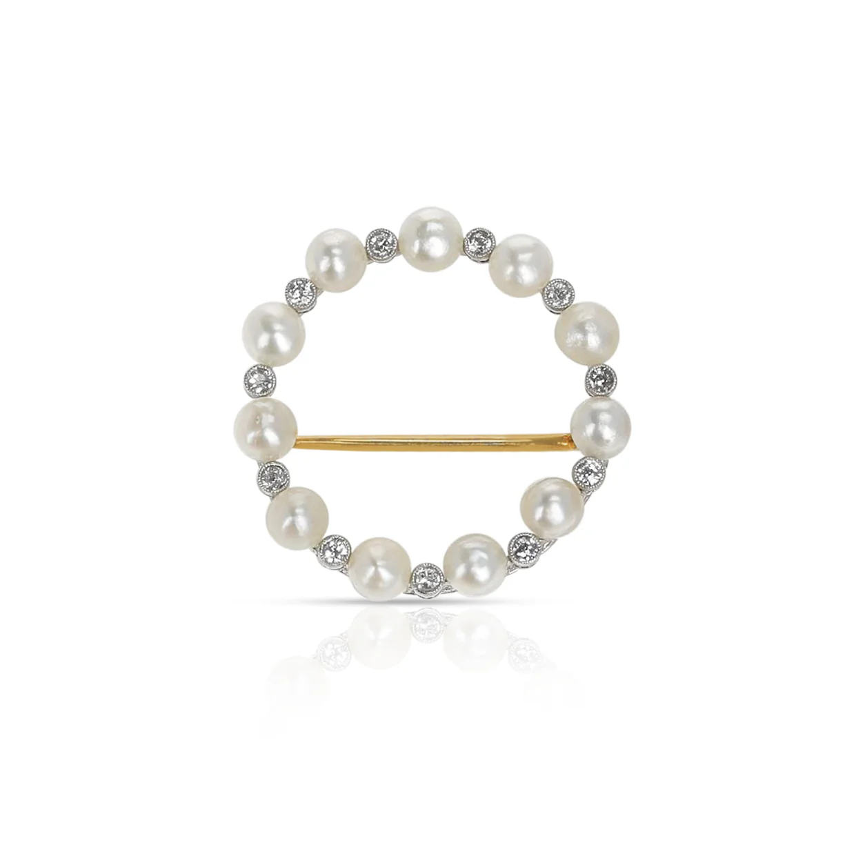Victorian Natural Pearl and Diamond Brooch