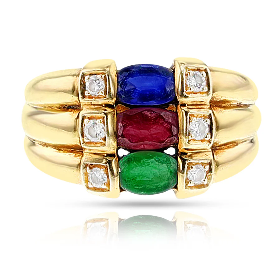 Ruby, Emerald, Sapphire and Diamond Ring, Levian, 18k