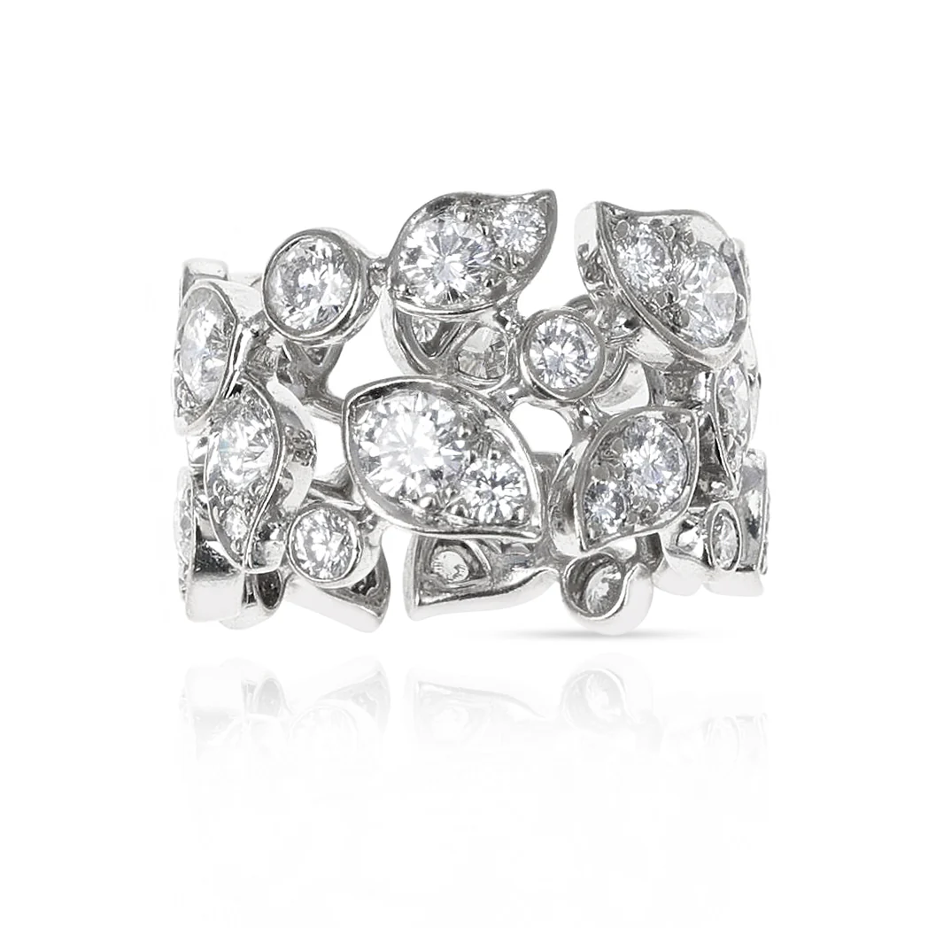 Cartier 5 Carat Diamond Leaf Ring, 18K White Gold