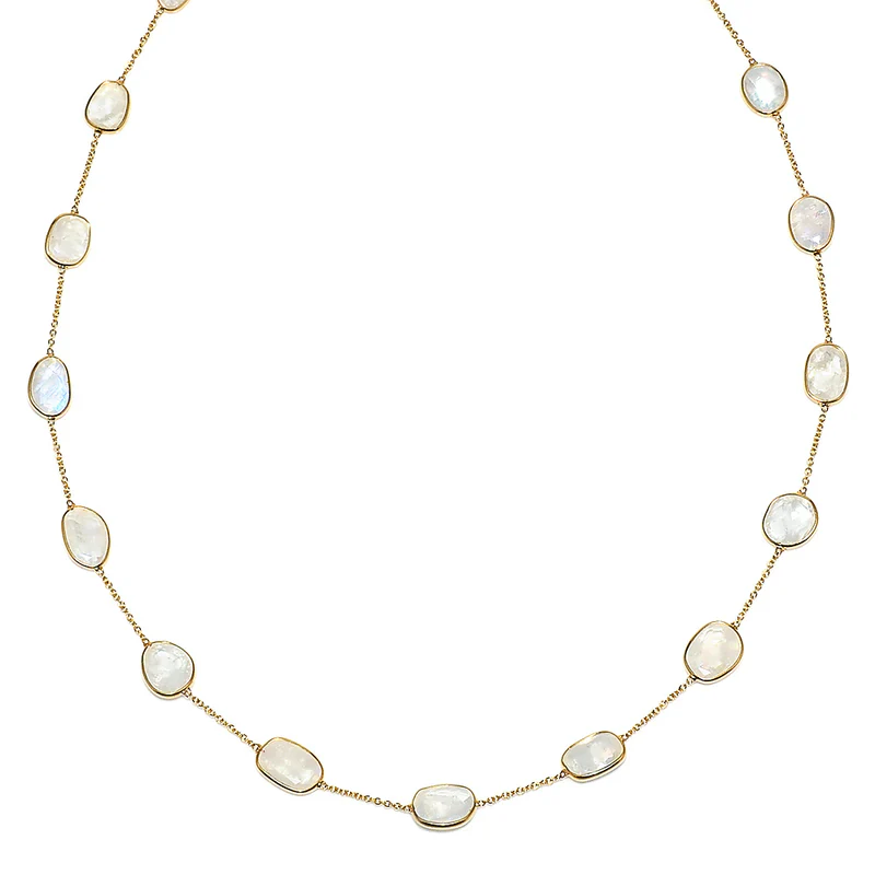 Mixed Cut Large Gemstone Necklace, 18k