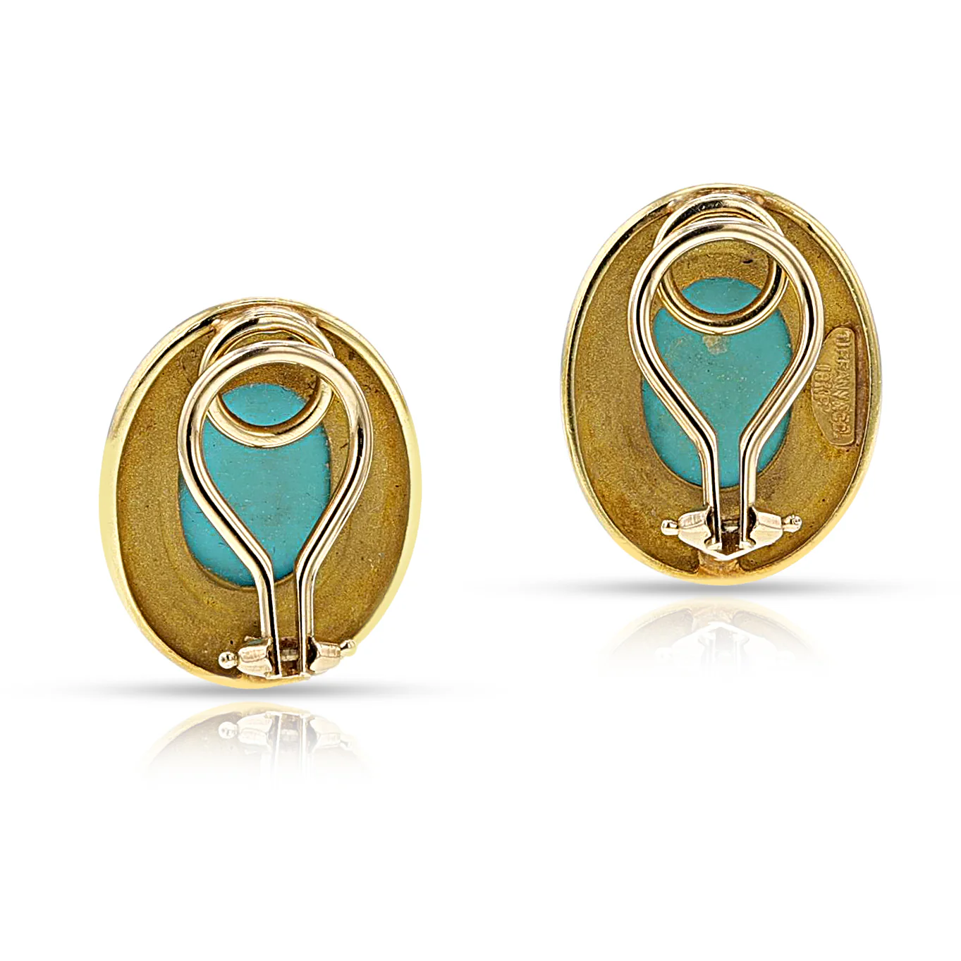 Tiffany & Co. Turquoise Cabochon and Gold Earrings, 18K