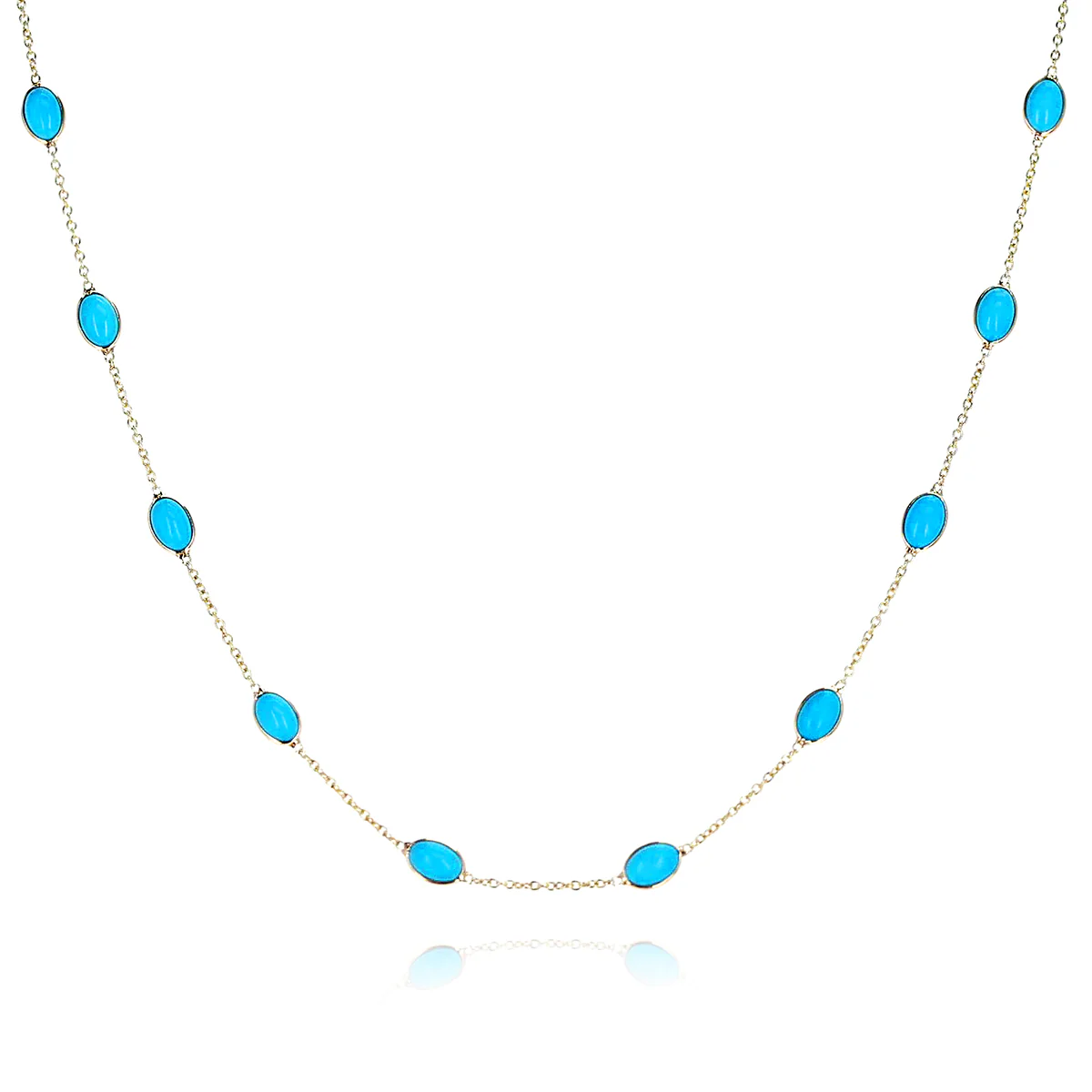 Oval Turquoise Necklace, 18k