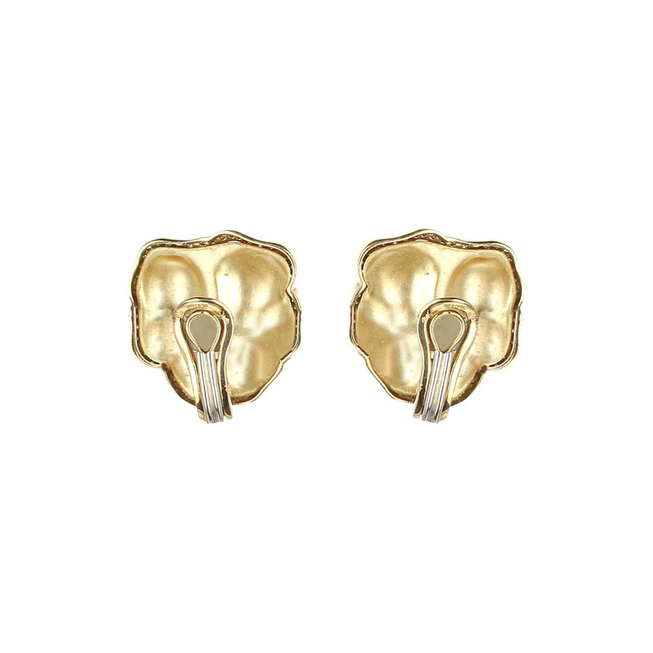 Red and Yellow Enamel Earrings with Emerald and Diamonds