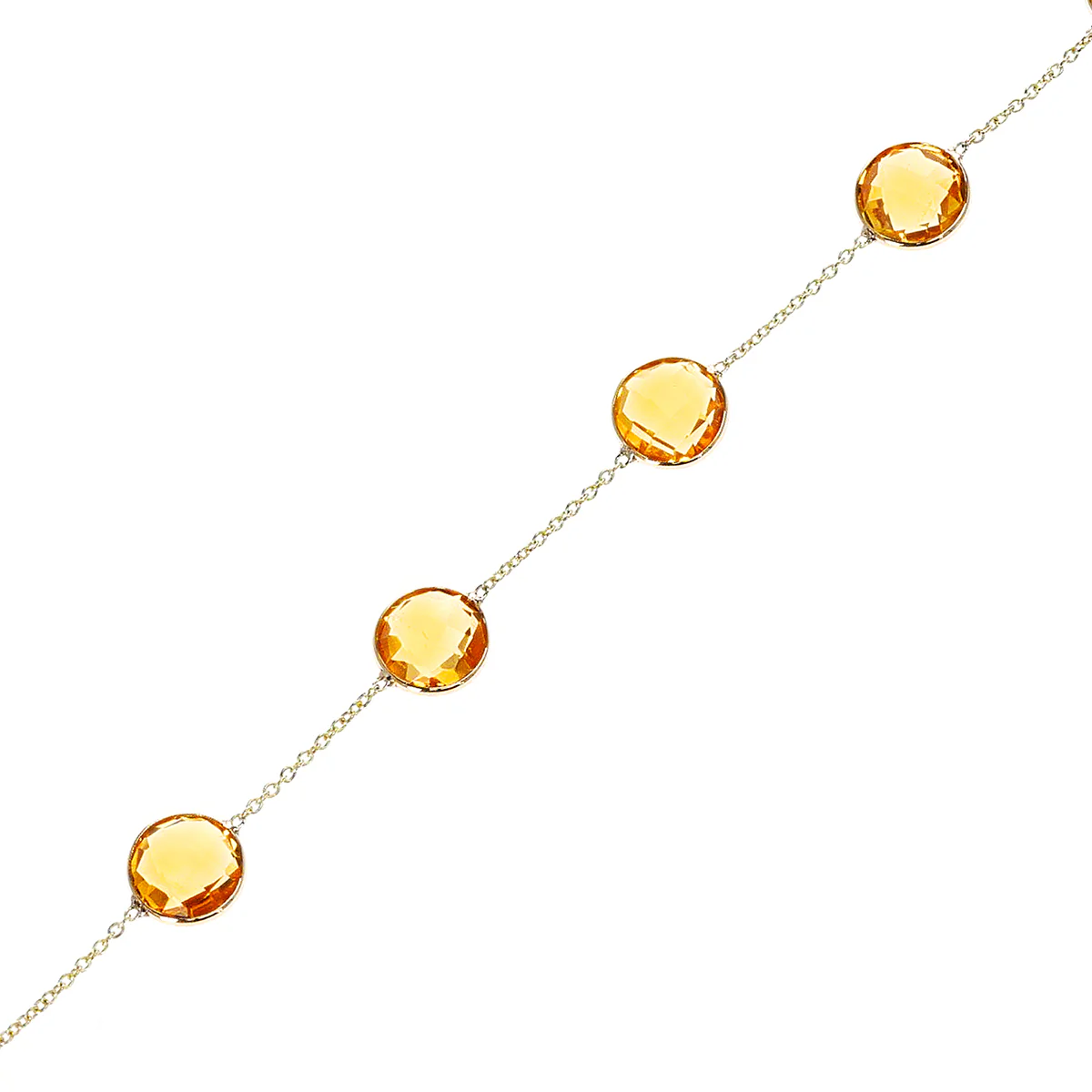 Round Citrine Adjustable Bracelet, 18k White Gold