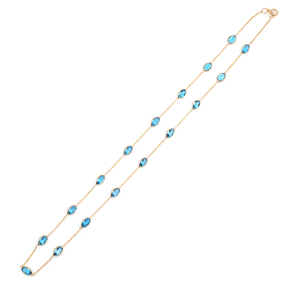 Oval 4 x 6 Blue Topaz Bezel-Set 18 Karat Yellow Gold Necklace