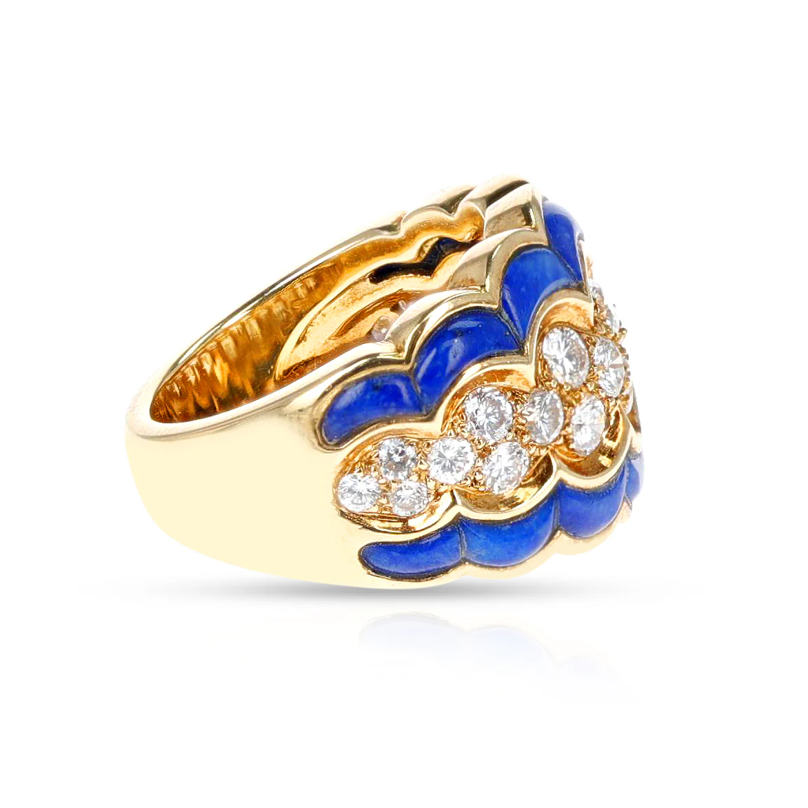 French Van Cleef & Arpels Lapis and Diamond Ring, 18k