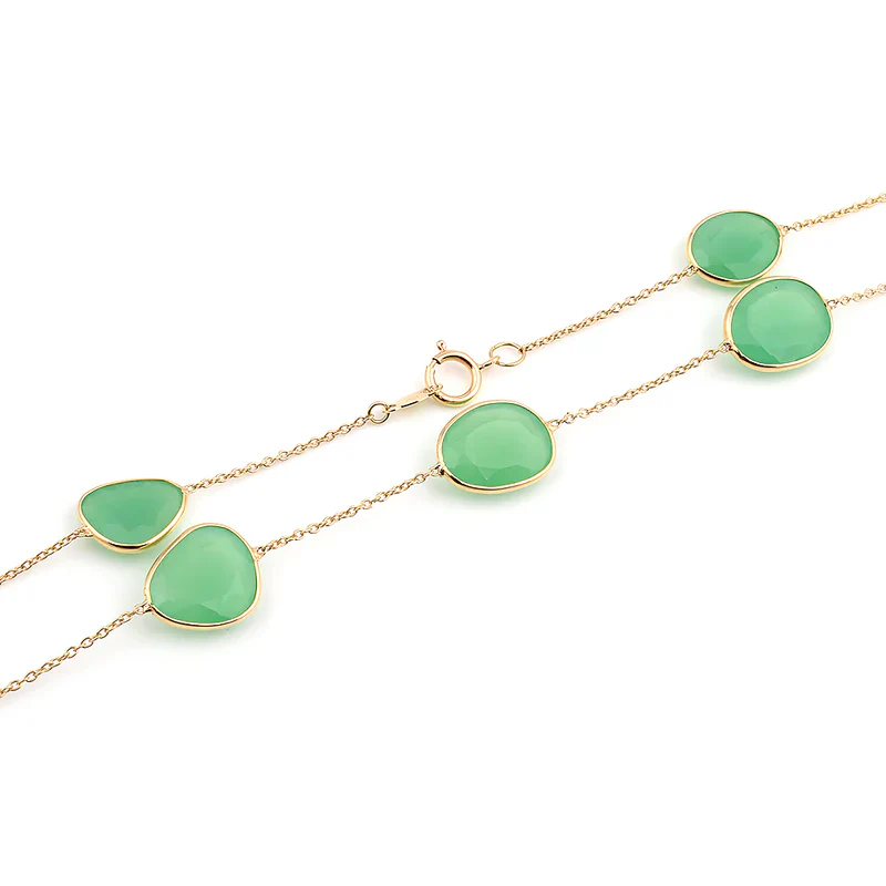 Mixed Cut Large Gemstone Necklace, 18k