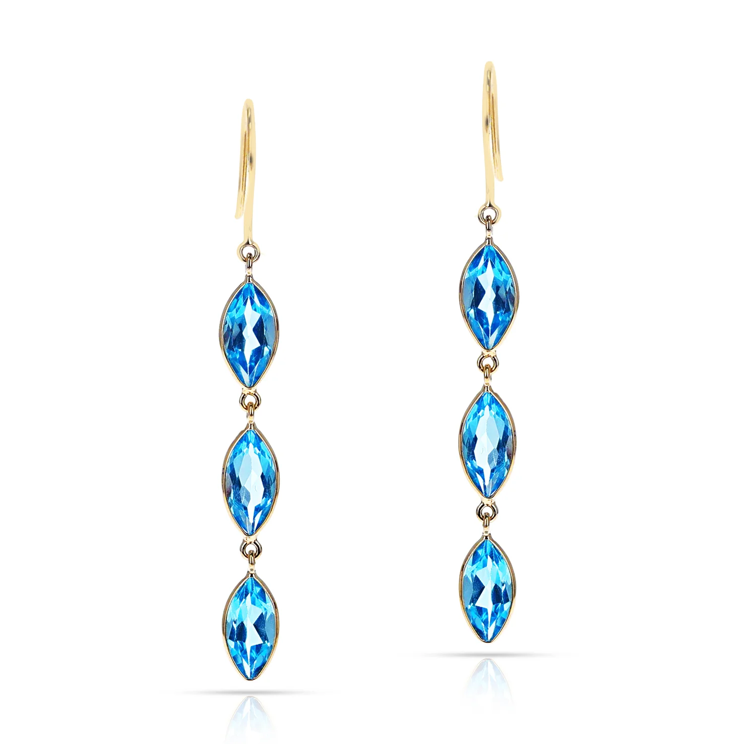 Marquise Gemstone Dangling Earrings, 18k