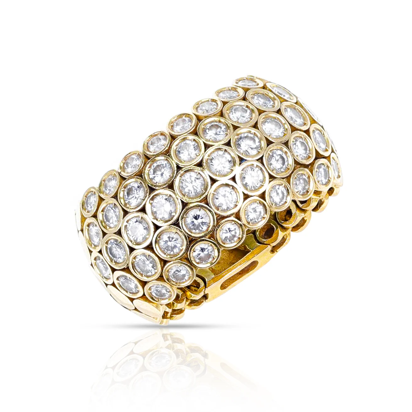 Italian 18 Karat Gold Flexible Diamond Ring