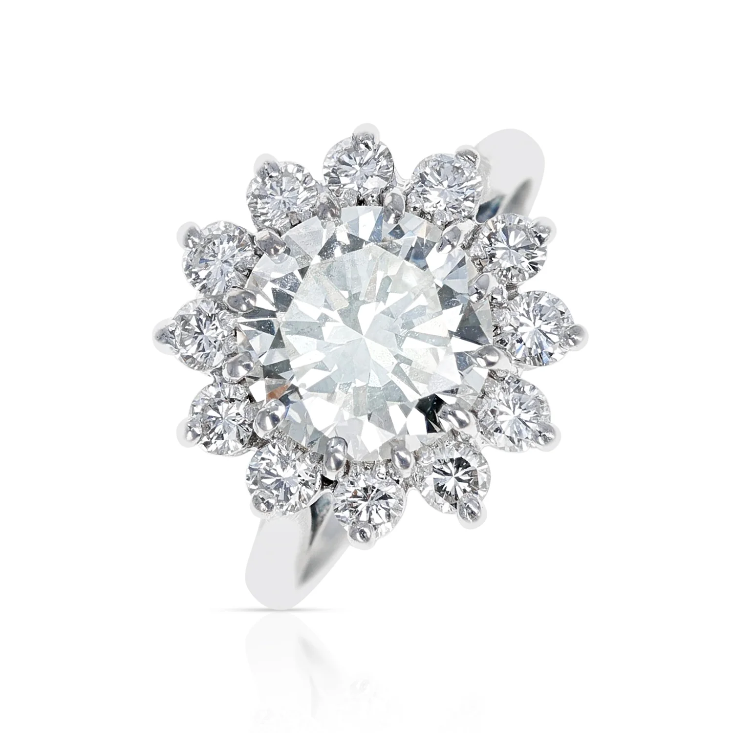 2.59 ct. M VVS2 Round Diamond Ring accented with Diamonds, Platinum