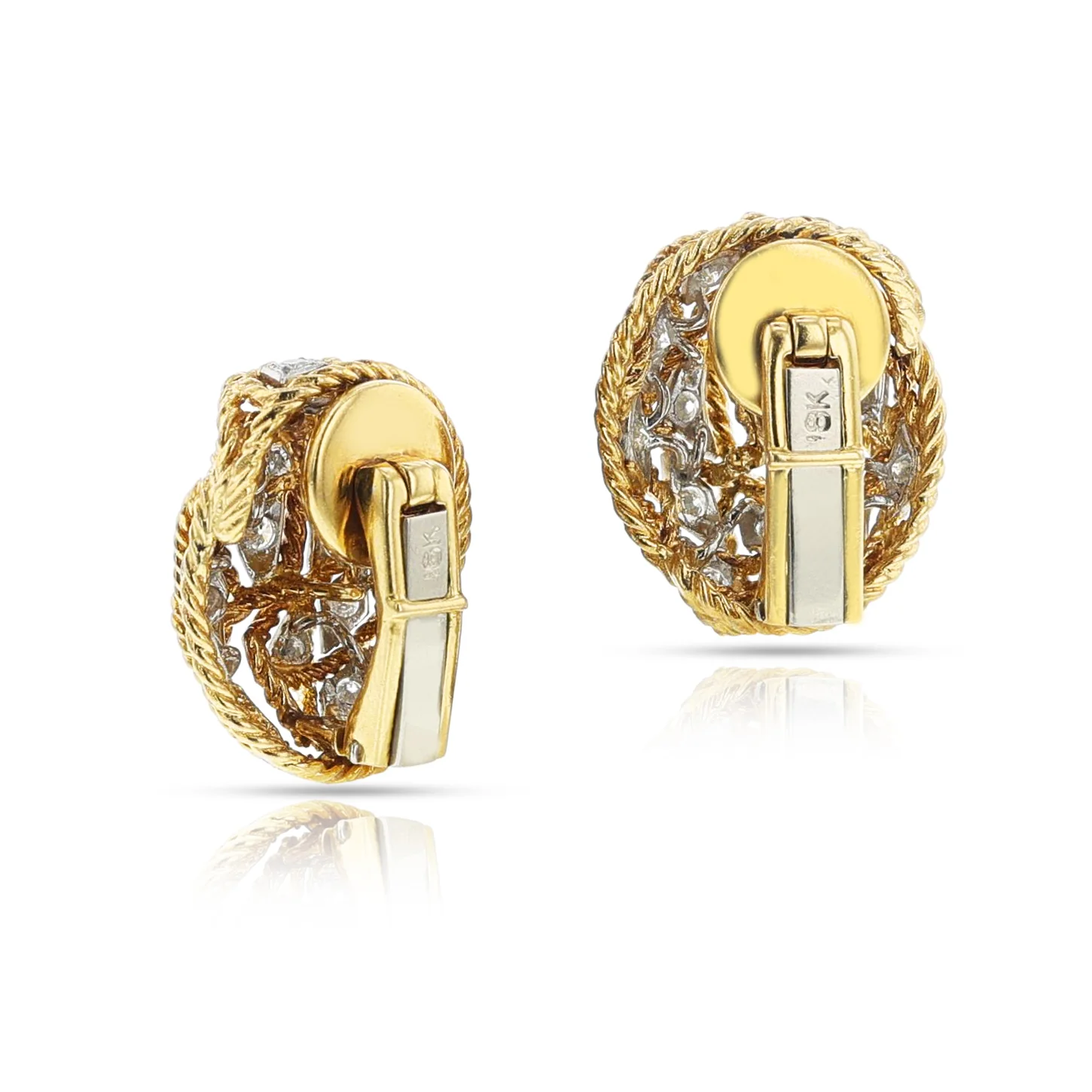 Rope-work Gold and Diamond Earrings, 18k