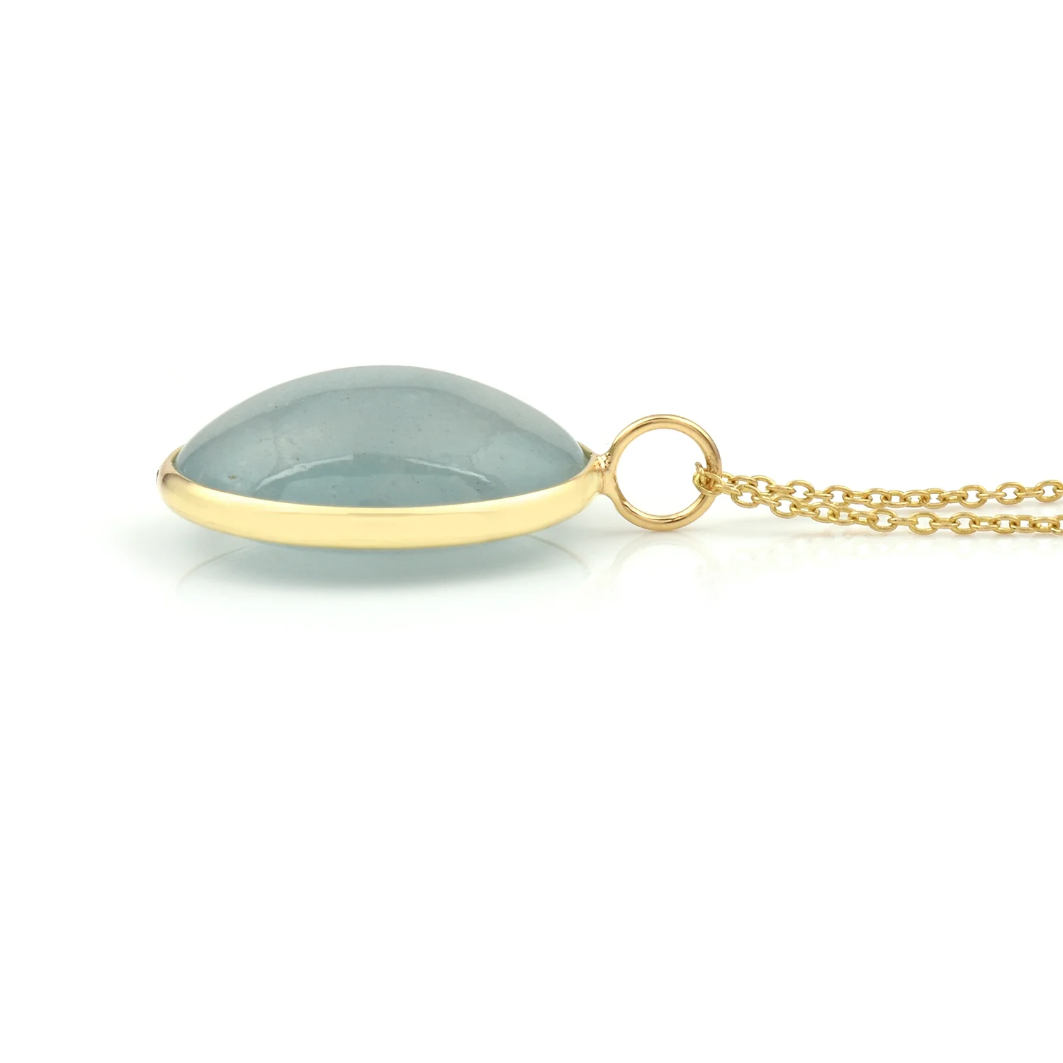 Oval Shape Light Gray Moonstone Pendant, 18K Yellow Gold