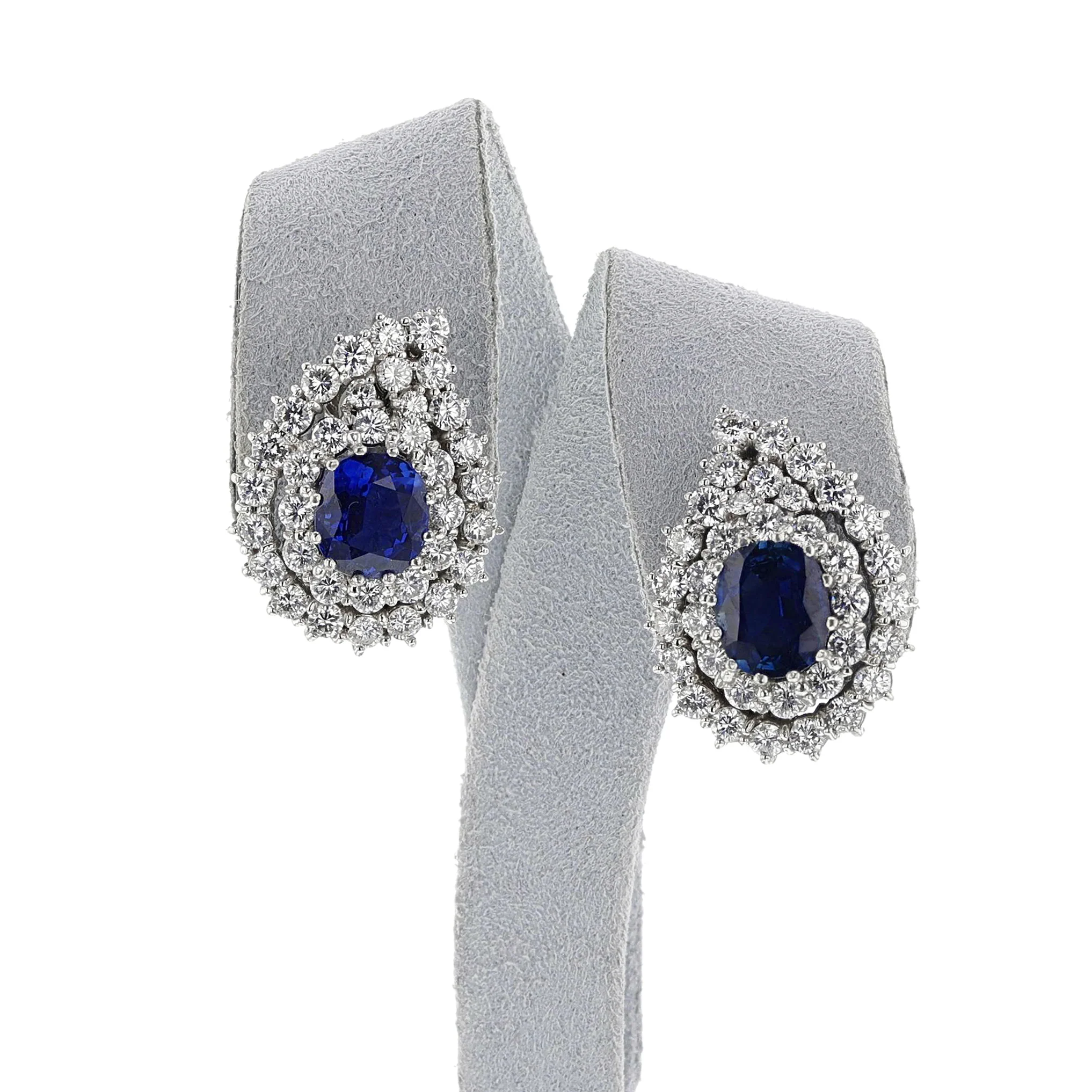 Natural Sapphire and Diamond Paisley Earrings, 18k