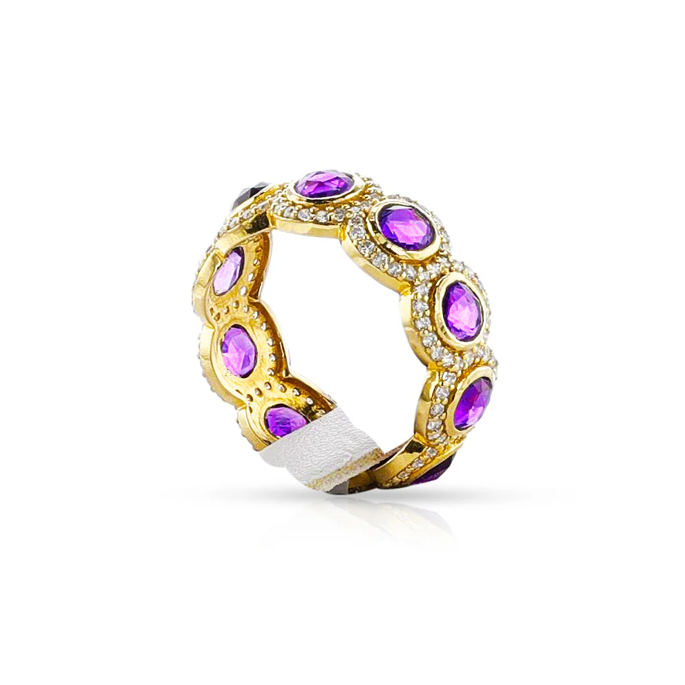 Amethyst and Diamond Band, 18K