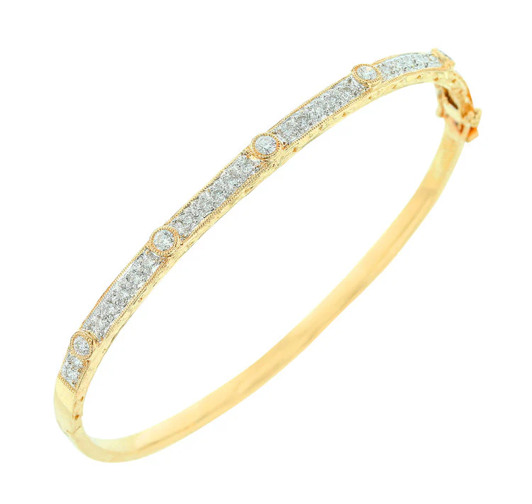 White Diamond and Yellow Gold Bangle/Bracelet