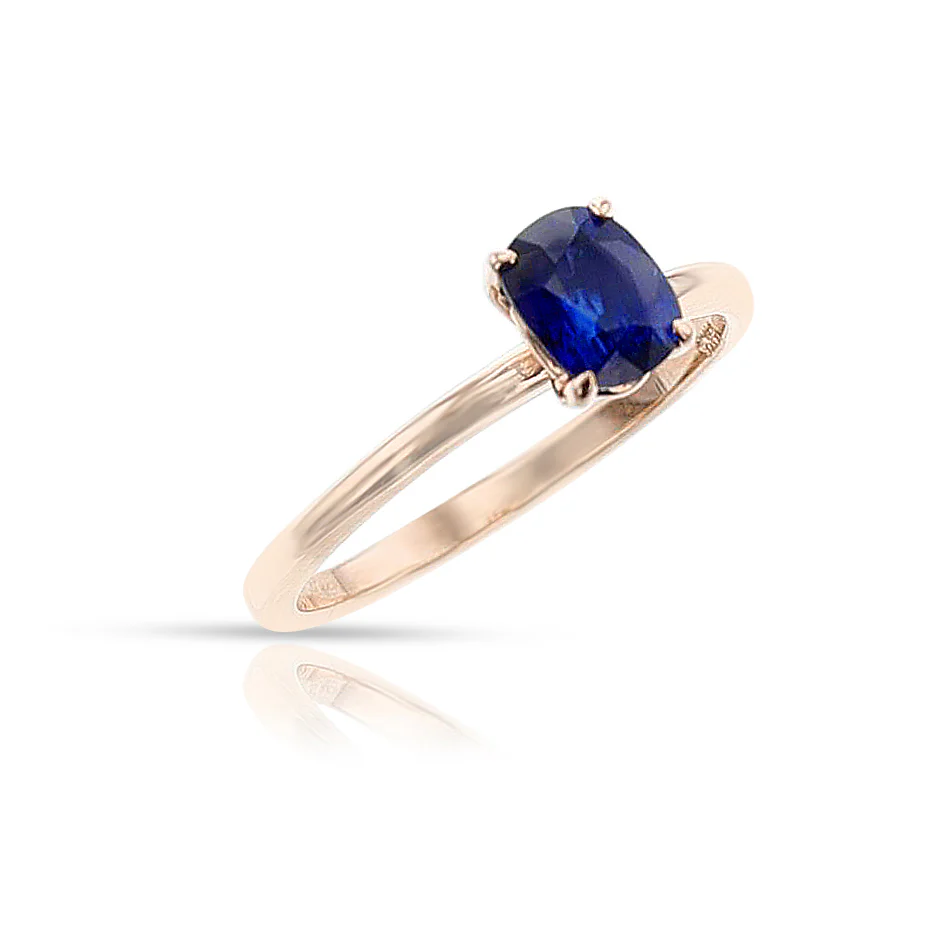 GIA Certified 0.80 ct. Unheated Burma Sapphire Ring, 14k Rose