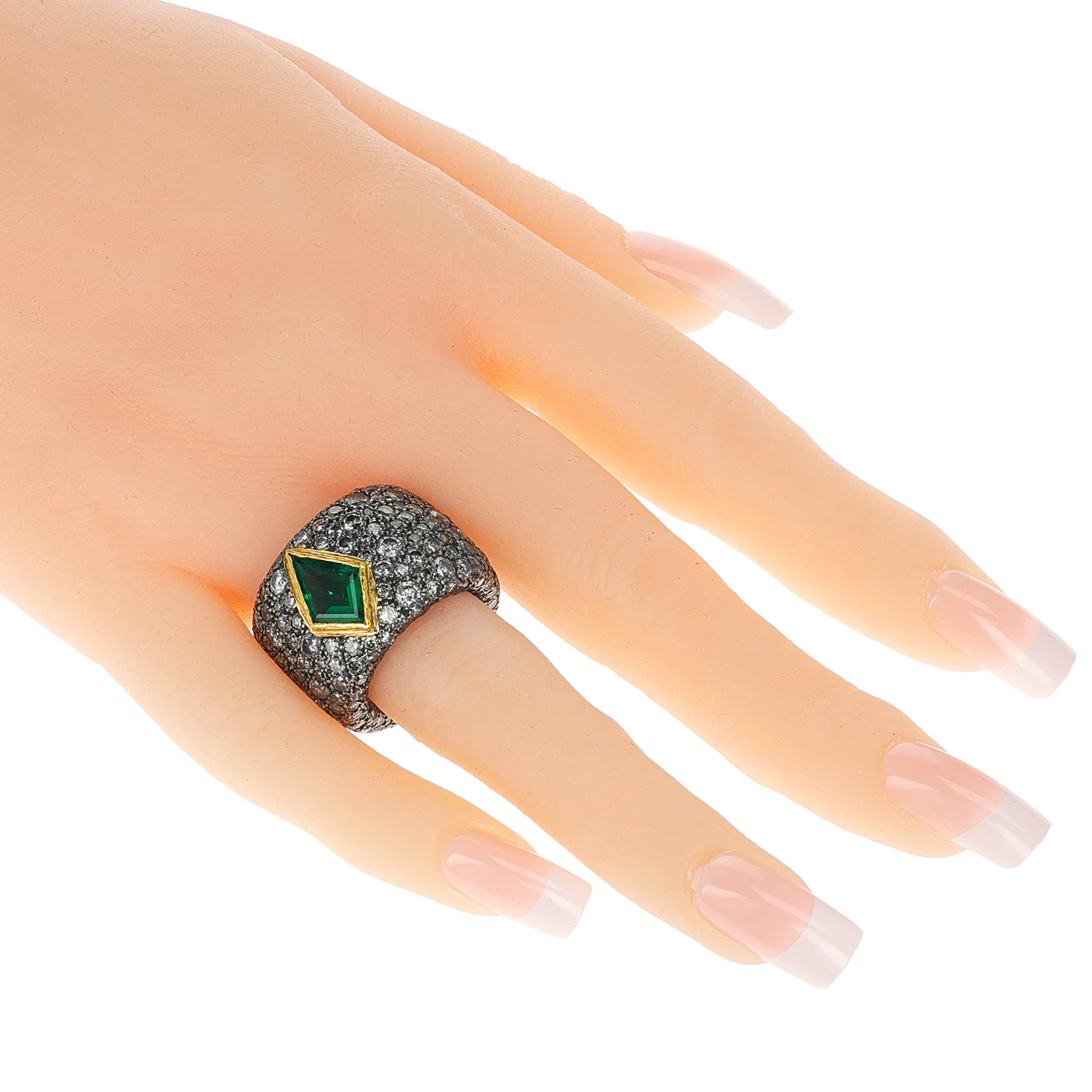 French Verney Emerald and Diamond Cocktail Ring