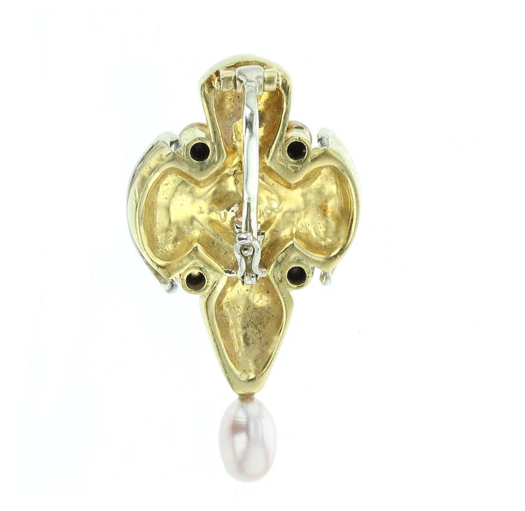 18K Yellow Gold, Pearl, and Opal Pendant