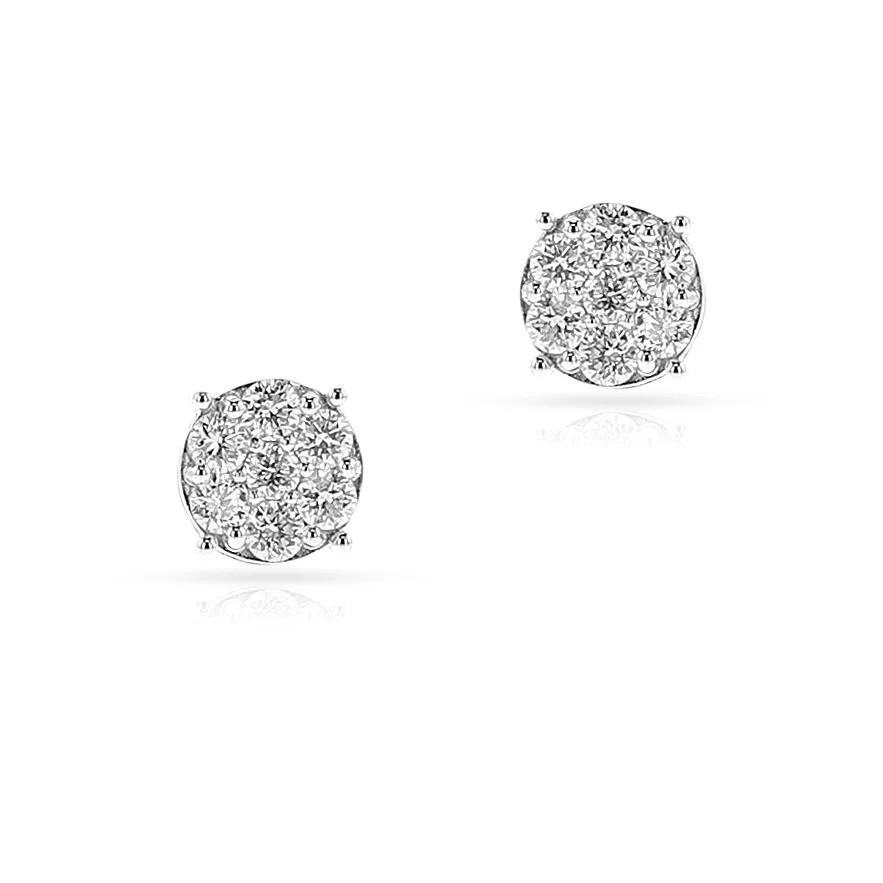 Round Diamond Studs, 18K White Gold