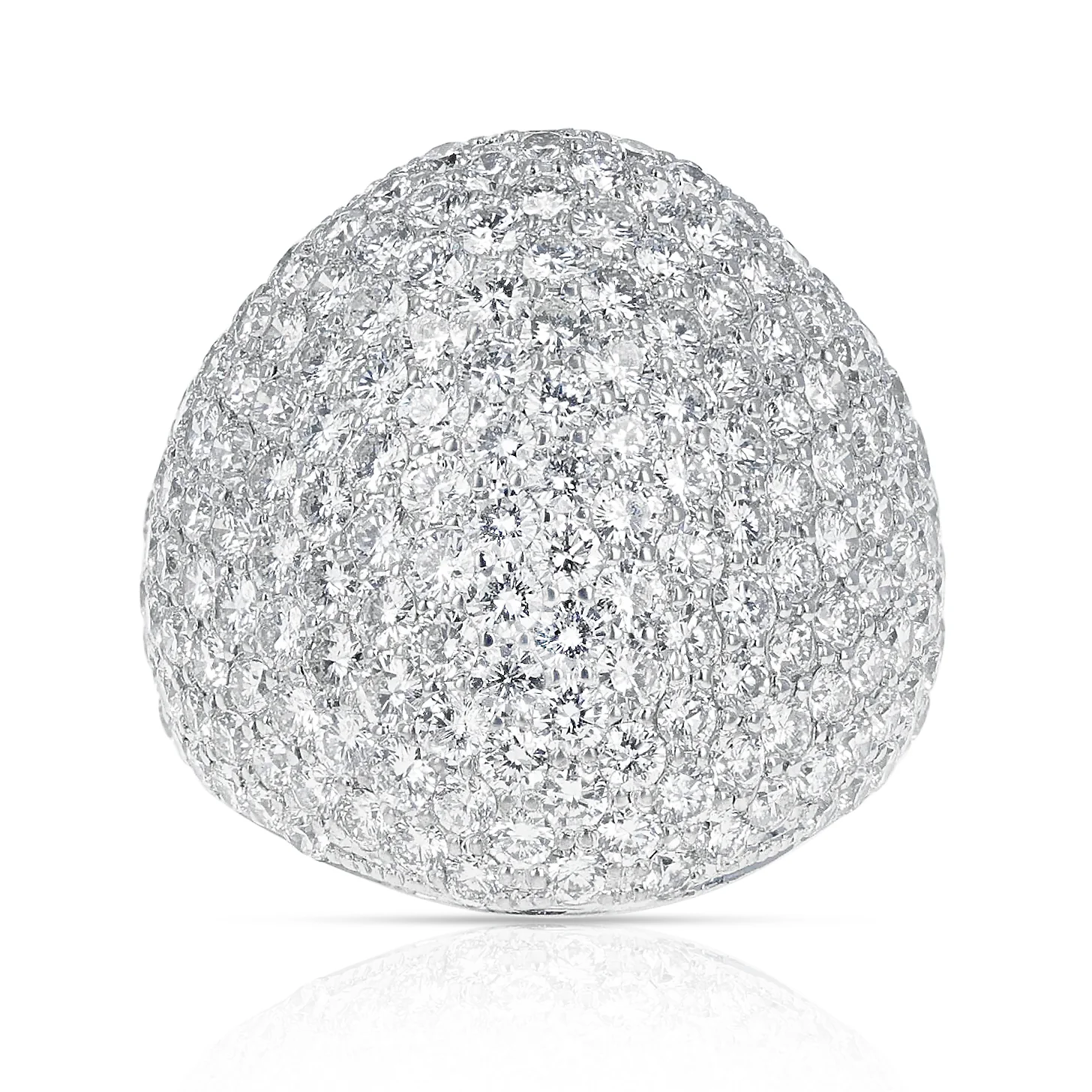 3.50 carats 201 Round White Diamonds Bombe Cocktail Ring, 18 Karat White Gold