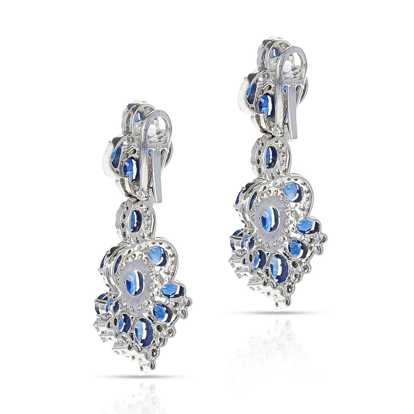 Sapphire and 2.10 ct. Diamond Chandelier Dangle Earrings, French Marks