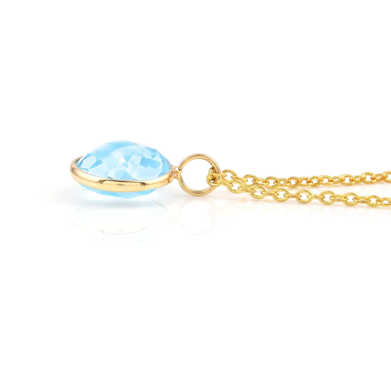 Round Semi-Precious Gemstone Pendant, 18K Yellow Gold