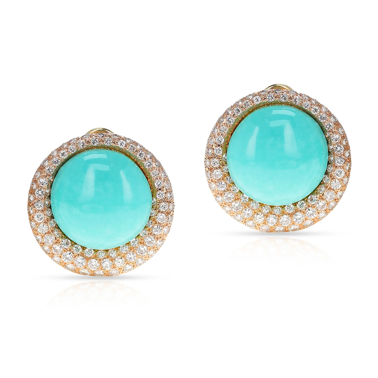 GIA Certified Natural Turquoise Earrings with Diamonds