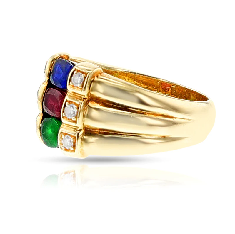 Ruby, Emerald, Sapphire and Diamond Ring, Levian, 18k