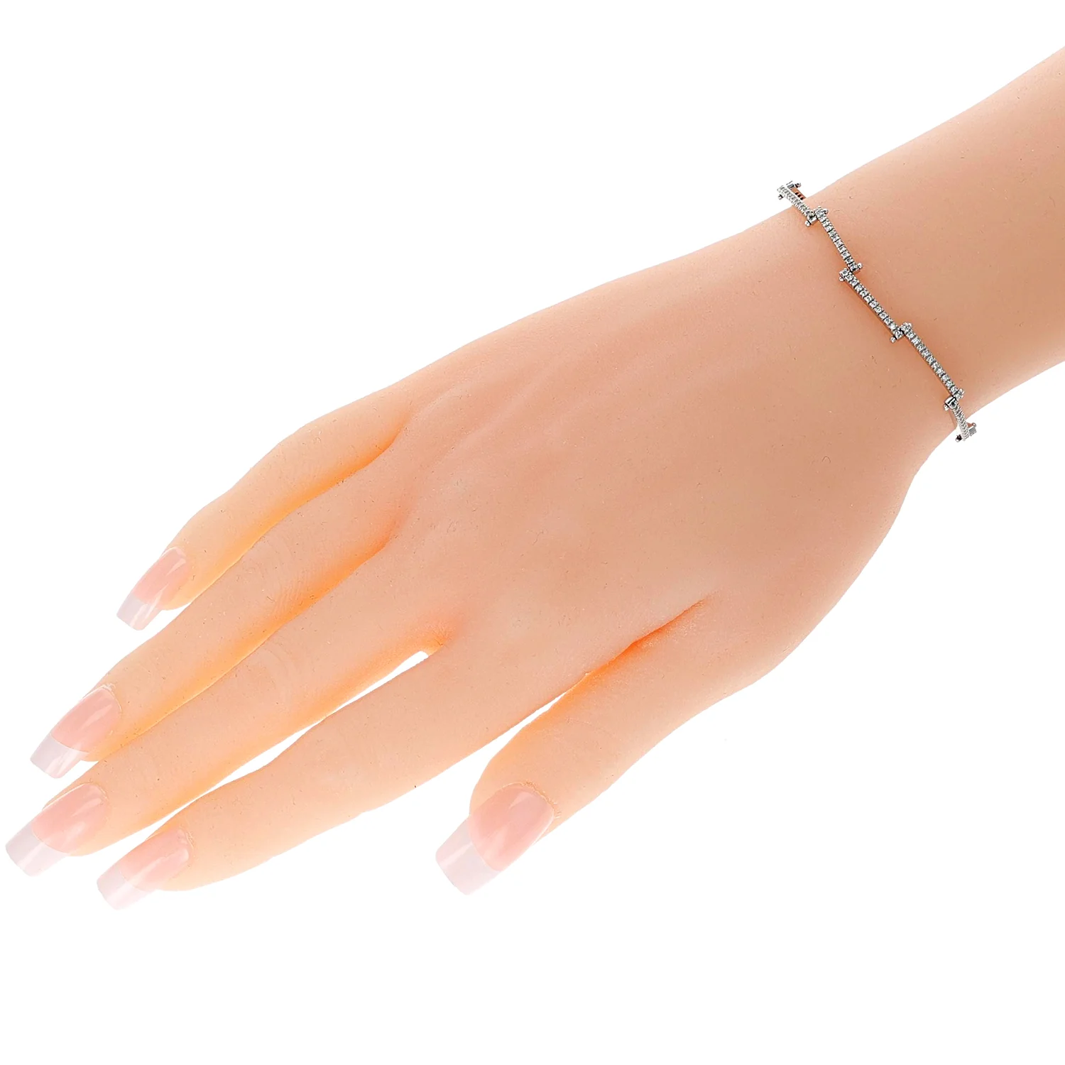 18k White Gold Step Design Diamond Bracelet