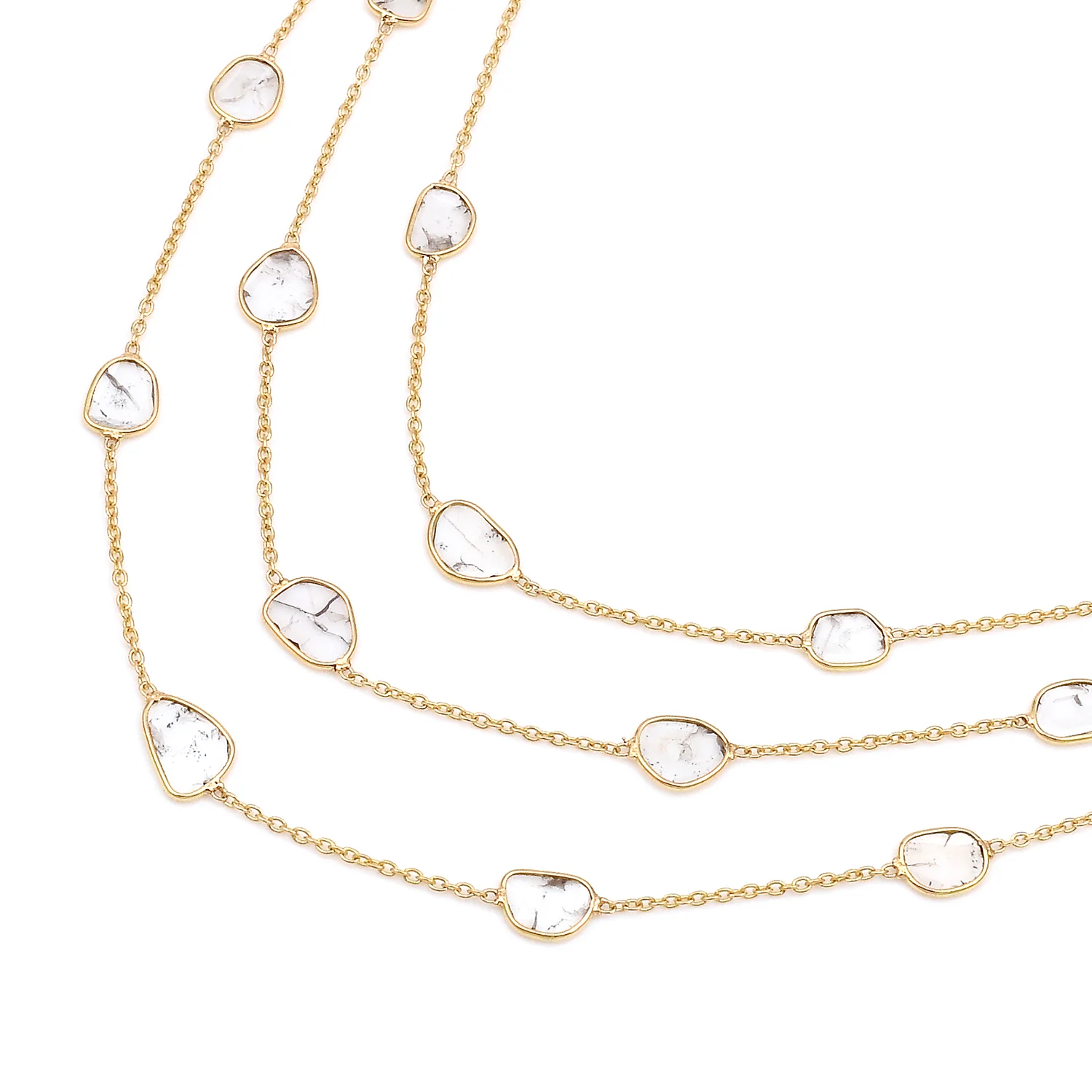 Triple Layer Diamond Slices Necklace, 18k