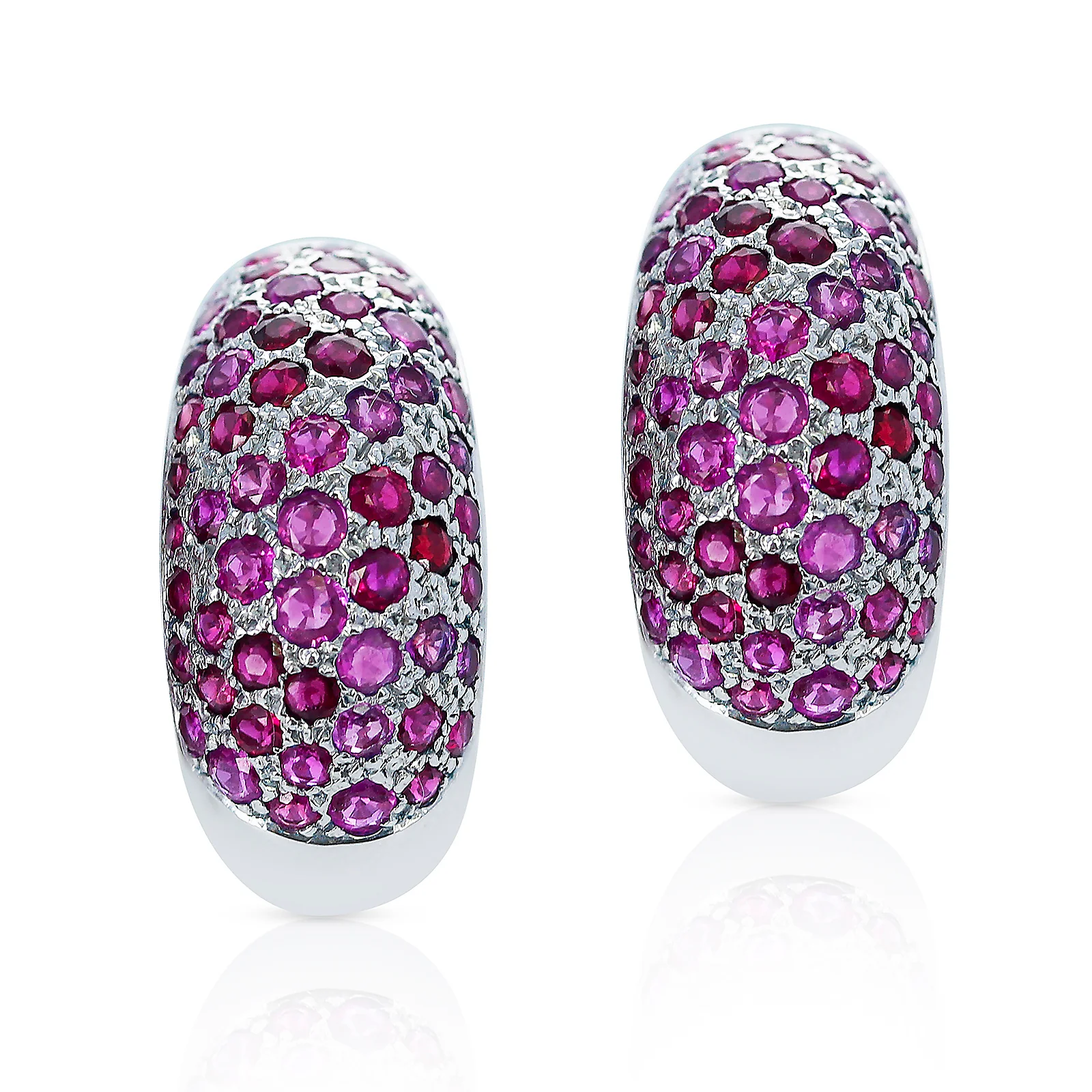 Cartier French 1995 Pave-Set Ruby Clip-on Earrings, 18k Gold with Paperwork